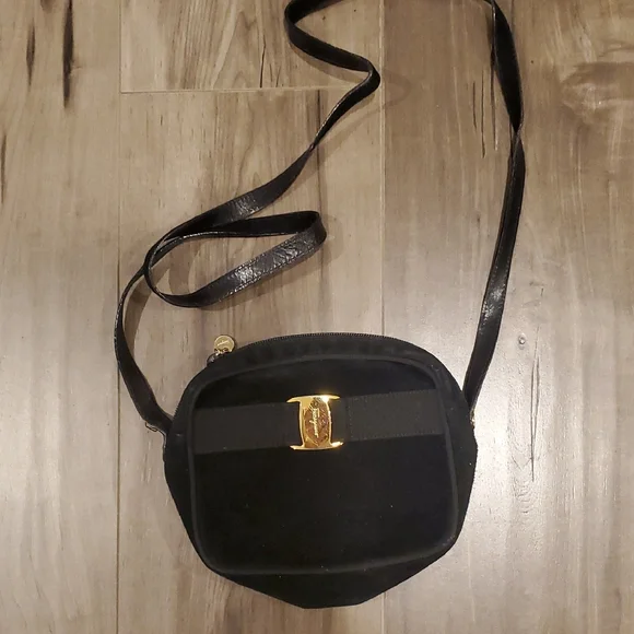 Ferregamo Black Crossbody Bag with Gold Accent - Picture 2 of 4